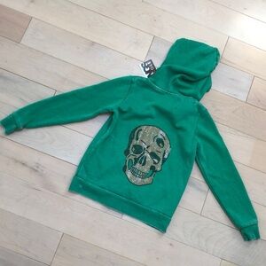 Kings of Cole  super soft green embellished skull hoodie zip jacket